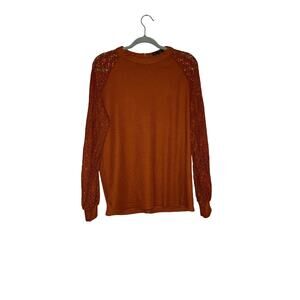 💥Miholl burnt orange lace sleeve knit top size large
